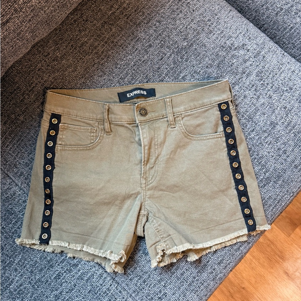Express Green Women's Shorts with Black Accents